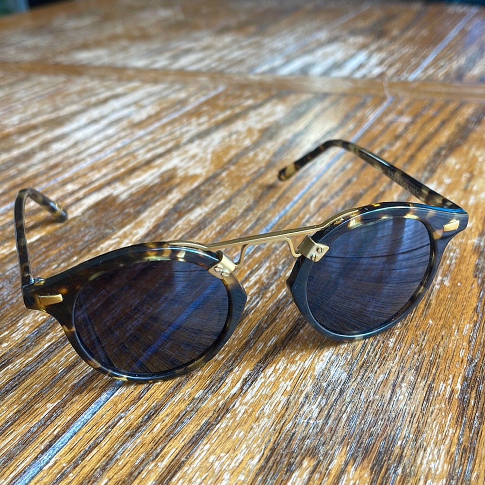 Krewe dark brown tortoise with gold trim Sunglasses Polarized
